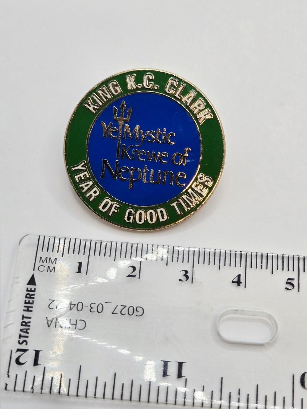 Ye Mystic Krewe of Neptune King K.C. Clark Year of Good Times Lapel Pin Mardi Gr - Picture 3 of 3